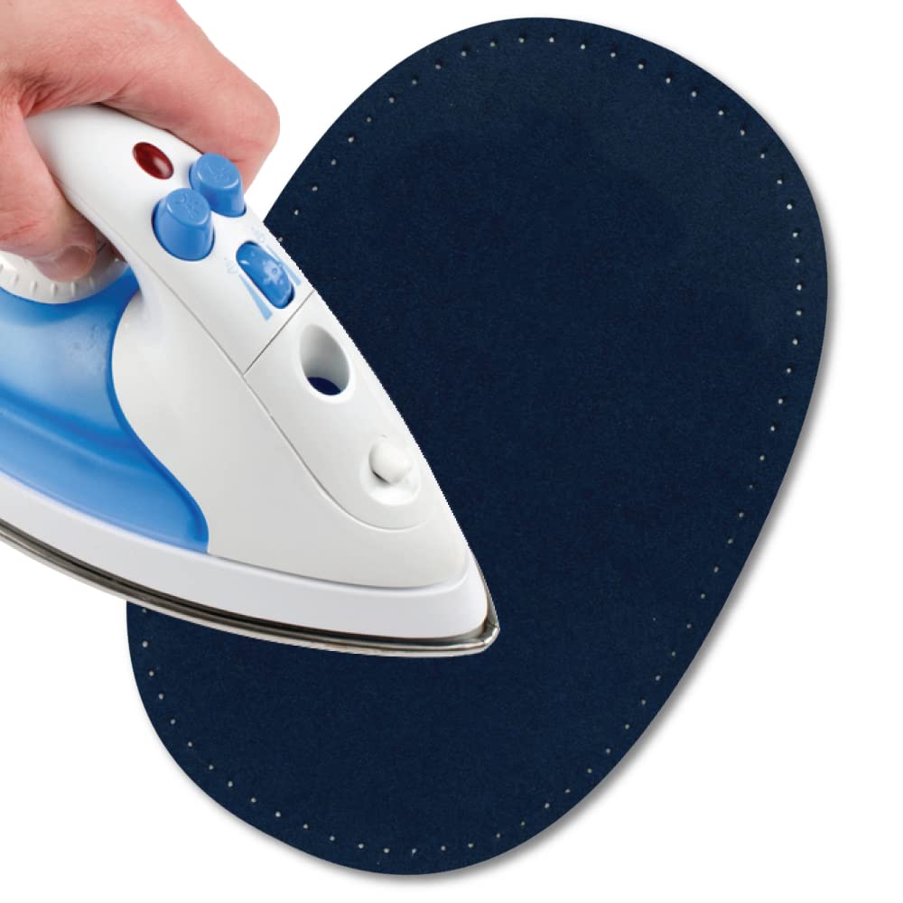 USIT, 2pcs Iron-On Mock Suede Patches, 6"x4", Ideal for Repairing Trousers, Jackets and Shirts, Unalterable Dyes, Medium Blue