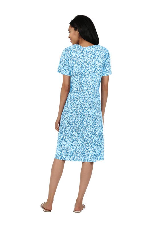 Image of LA CERA Women's Cotton Sun Dresses A-Line with Scoop Neck, Short Sleeves, Side Pockets, Floral Patterns, Machine Wash