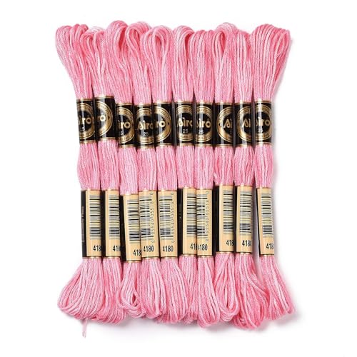 Image of FASHEWELRY 10 Skeins Embroidery Floss Friendship Bracelet String Threads 6-Ply 0.5mm Hot Pink Cross Stitch Embroidery Thread for Sewing Bracelet Making Stitching Crafts