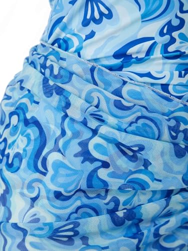 Women One Piece Swimsuits 70's Vintage Tummy Control Bathing Suit Retro Swimwear with Hair Clip4