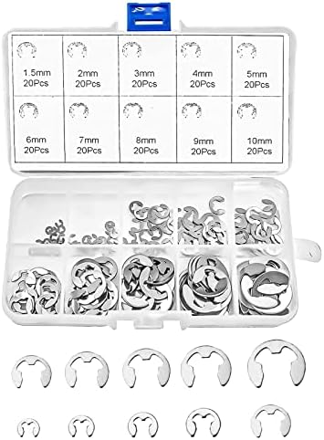 Sicherungsring-Sortiment 580 Stück – Edelstahl 304, E-Clip, M1,2–M15, Für Wellen & Rotierende Teile