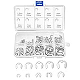 Fiteber Sicherungsring für E-Clip, 200 Stück Sprengring Set Seegering Sortiment, Edelstahl Sicherungsring mit Kunststoffbox -M1.5/M2/M3/M4/M5/M6/M7/M8/M9/M10(10 Größen)
