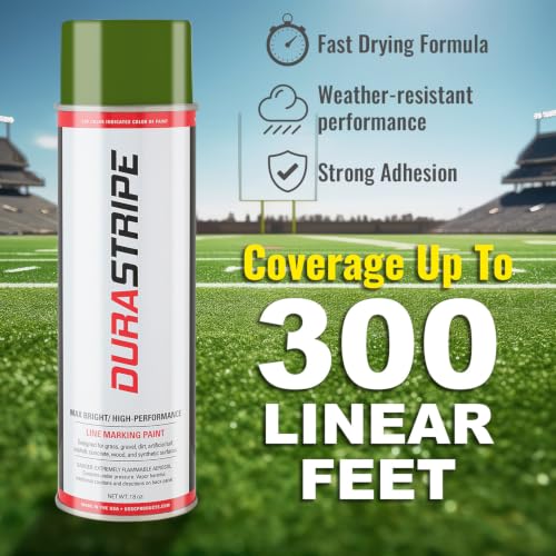 Image of Athletic Field Marking Paint - Case of 12 T-Tip Spray Cans, 18 oz Each - Bright, Durable Field Striping Paint. Several colors to choose from. (Turf Green)