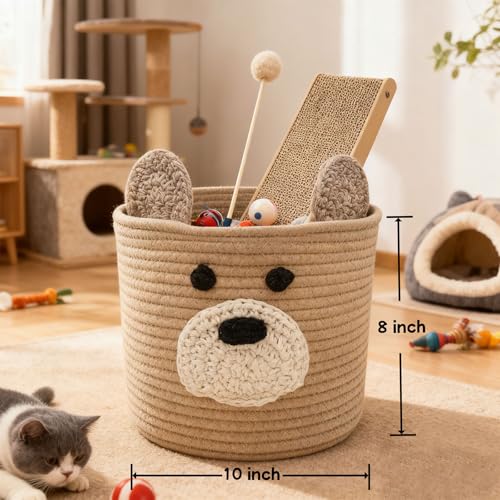 Image of Bear Basket for Nursery, Baby Shower Baskets, Baby Baskets for Kids Toy, Laundry Hamper, Storage Basket for Children Plant Pet Gift Indoor Corner 10 inch D x 8 inch H (Brown)