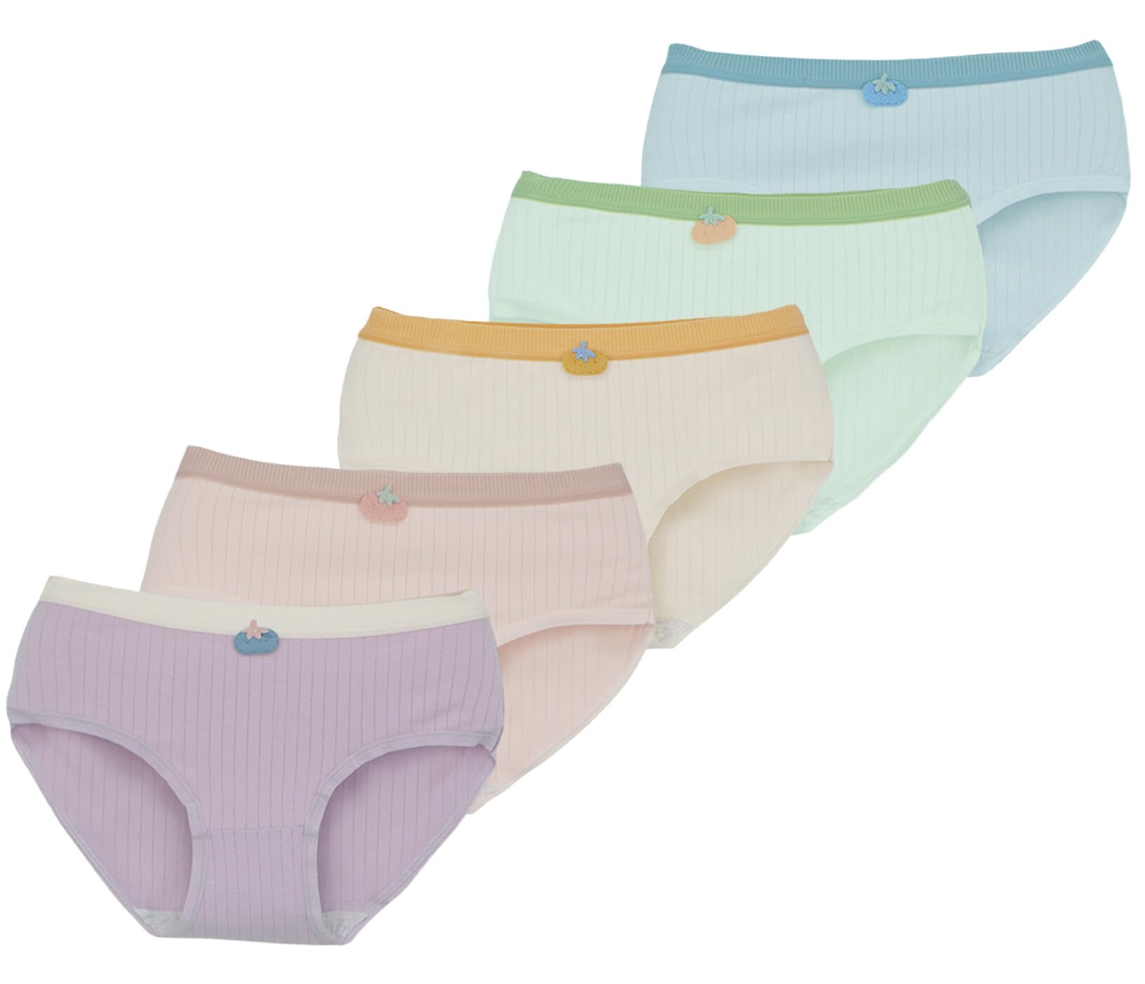 KEOYASolid Cotton Knickers for Teen Girls Mid Waist Soft Underwear for 10-18 Years 5 Pack