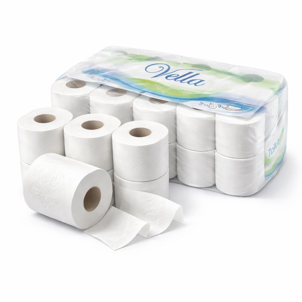 Vella Toilettenpapier 3-lagig – 72 Rollen, 250 Blatt je Rolle, extra weich & reißfest, 100% Zellstoff, Weiß | 3-lagig & weich