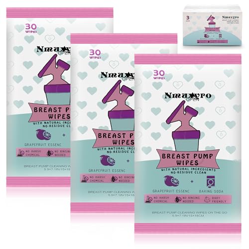 Image of Breast Pump Wipes, 3 Packs Natural Pump Parts Cleaning On The Go, Resealable Manual Pacifier Wipe Quick Clean Breastfeeding Supplies