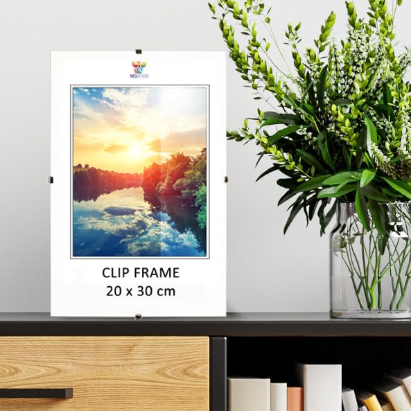 Cadre Photo Sans Cadre MG Design 80x120cm - Verre Acrylique, Clips Inclus, Pour Affiches Et Photos