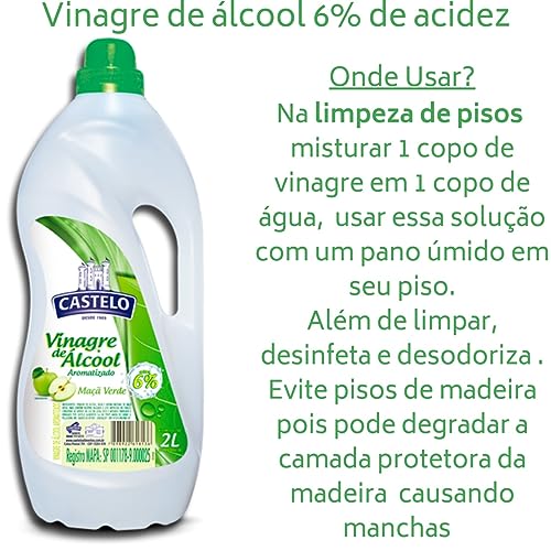 Kit c/2 Vinagre Castelo 2l Cada Escolha - Maça Verde ou Tradicional (Tradicional)