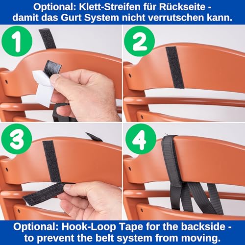 5-Punkt Gurt für Hochstuhl, 1 Set, kompatibel mit Hauck Alpha, Beta, Stokke Tripp Trapp, Roba, uvm, Schwarz, Gurtsystem mit Brustclip, verstellbarer Kinderhochstuhl Sicherheitsgurt, Hochstuhlgurt Set