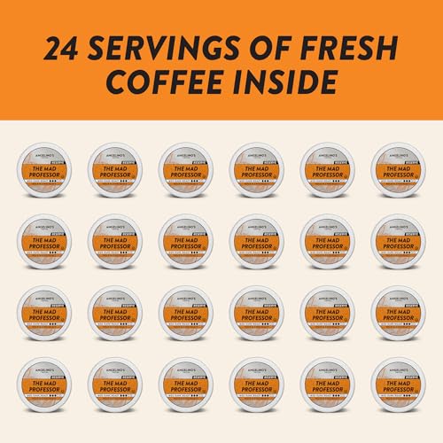 Image of Angelino's Coffee Mad Professor Coffee Pods, 24 Count - Medium-Dark Roast Colombian Reserve, K Cup Compatible for Keurig - Dark Chocolate, Nectarine, Plum & Blueberry Notes