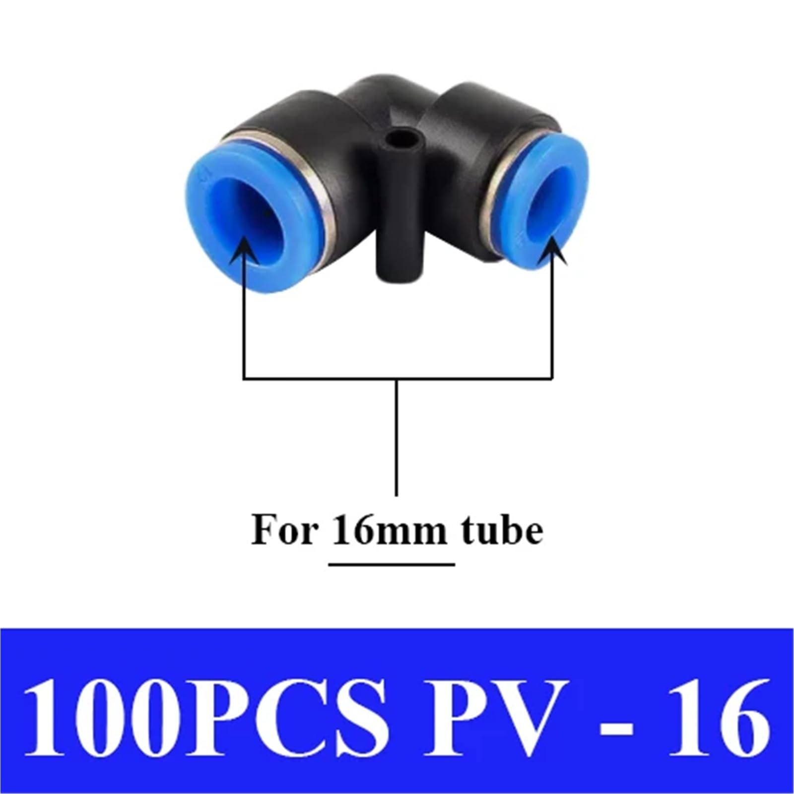 PV 4 mm 6 mm 8 mm 10 mm 12 mm rura wąż rurowy 2-drożny kolanko 90 stopni pneumatyczne plastikowe złączki części złączki 100 szt. (100 szt. PV-16)