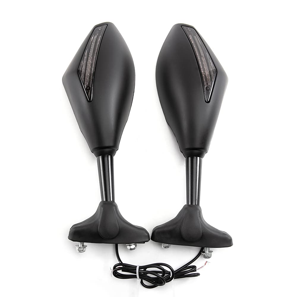 Moto Rétroviseur latéral avec clignotants LED Universel pour Cruiser Street Sport Bike (A)