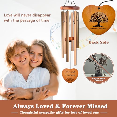 Image of Sympathy Gifts for Loss of Loved One, Memorial Wind Chimes, Funeral Bereavement Gifts Baskets, Windchimes in Memory of a Loved One Mom Dad Husband Brother - Golden