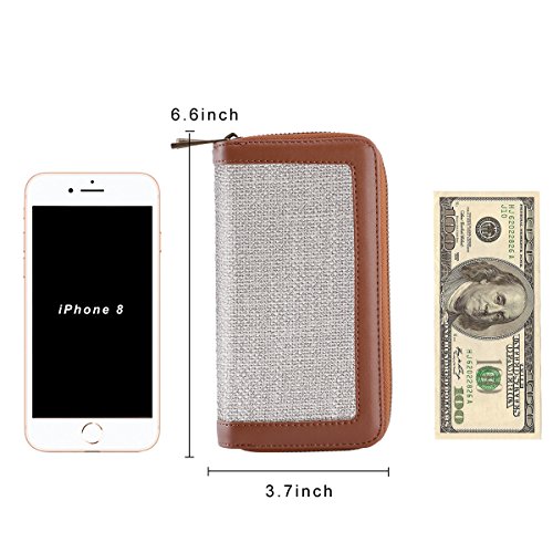 Image of Cellphone Wallet for Women Dual Zipper Long Purse with Removable Wristlet