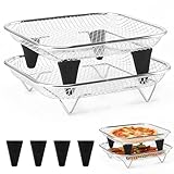 Airfryer Zubehoer, Heißluftfritteuse Zubehör Eckig,Stapelbare Airfryer Gitter für Heißluftfritteuse,Air Fryer Grillrost Edelstahl 304,Einsatz für Heissluftfritteuse,für Ninja/COSORI/Philips (21cm-D)