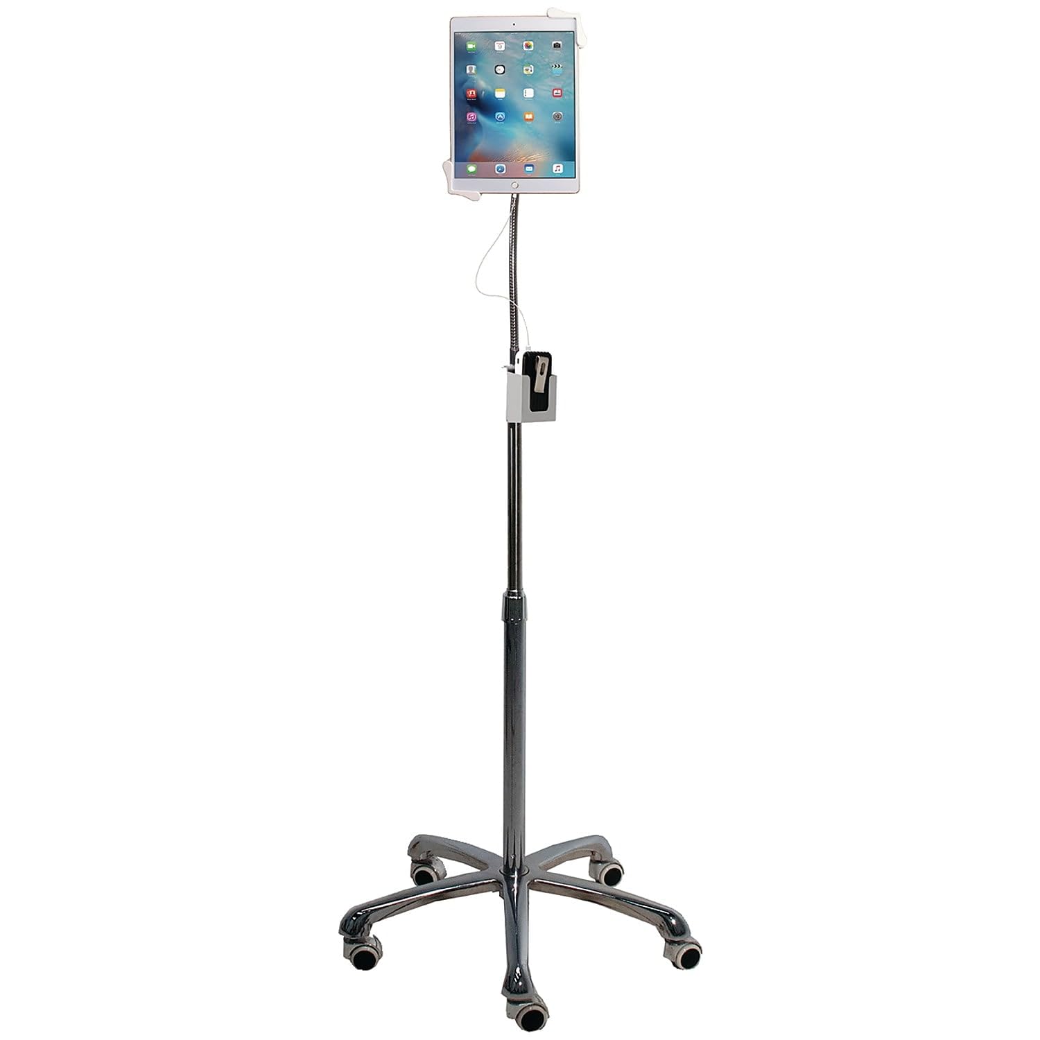 CTA Digital: Soporte Giratorio Ajustable Resistente para Tablet con Cuello de Cisne con Ruedas de Bloqueo para tabletas de 7 a 13 Pulgadas, se Adapta a iPad Air 3 de 12.9 Pulgadas (7ª generación),