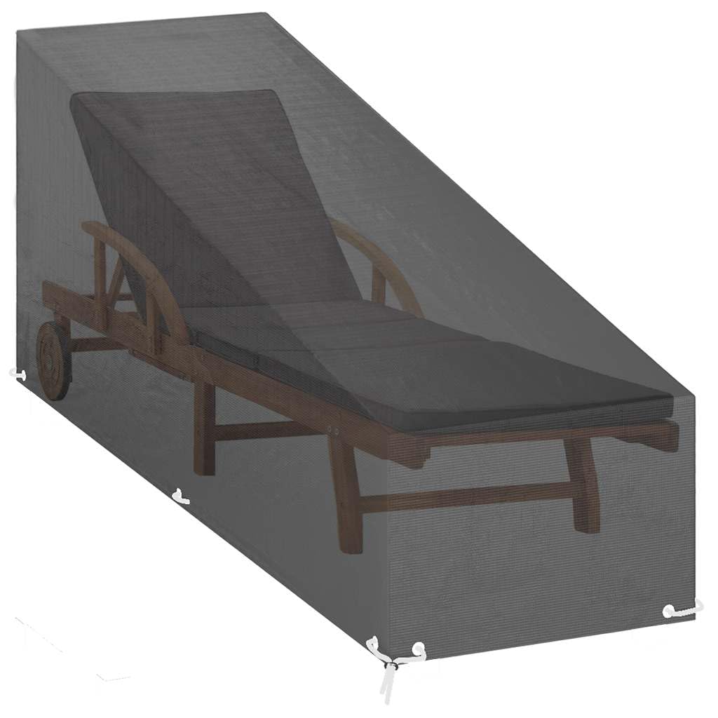 Gartenmöbel Schutzhülle für Sonnenliegen 2er Set, 12 Ösen, 200 x 65 x 35 bis 60 cm, PE wasserfest und UV-beständig, Wetterschutz für Balkon Terrasse