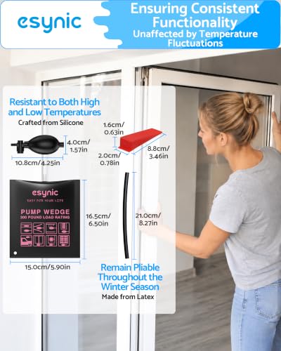 Image of eSynic 2 Pack Durable Air Wedge Bags Kit with 4 Wedge-300lbs Load-Bearing | Strong TPU Materials-Air Door Lifting Tool with Quick-Release Valve-2.4 inch Lift Height- Perfect for Door /Window Installation
