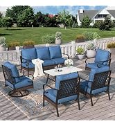 Amazon.com: HERA'S HOUSE Patio Furniture Set with Metal & Rattan Design ...
