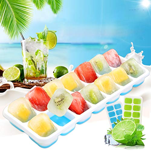 3 Packs Ice Cube Trays Easy Release Ice Cube Tray with Lids Flexible Silicone Stackable Ice Trays BPA Free and Dishwasher Safe - Thumbnail 3
