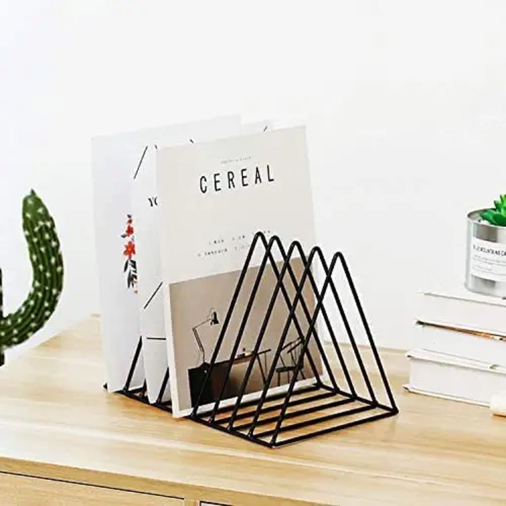 TechSrmaji 9 Slot Magazine Rack Metal – Desk Organizer Book & File Organiser for Table | Vertical Paper Holder, Book Rack for Office Table, Flexible Book Holder, Metal Book Stand-image-7
