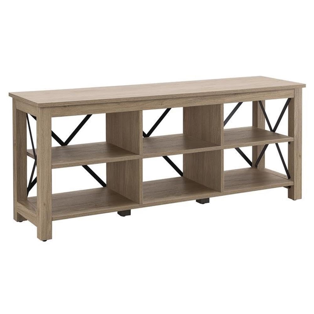 Henn&Hart Rectangular TV Stand for TV's up to 65" in Antiqued Gray Oak, TV Stands for the Living Room