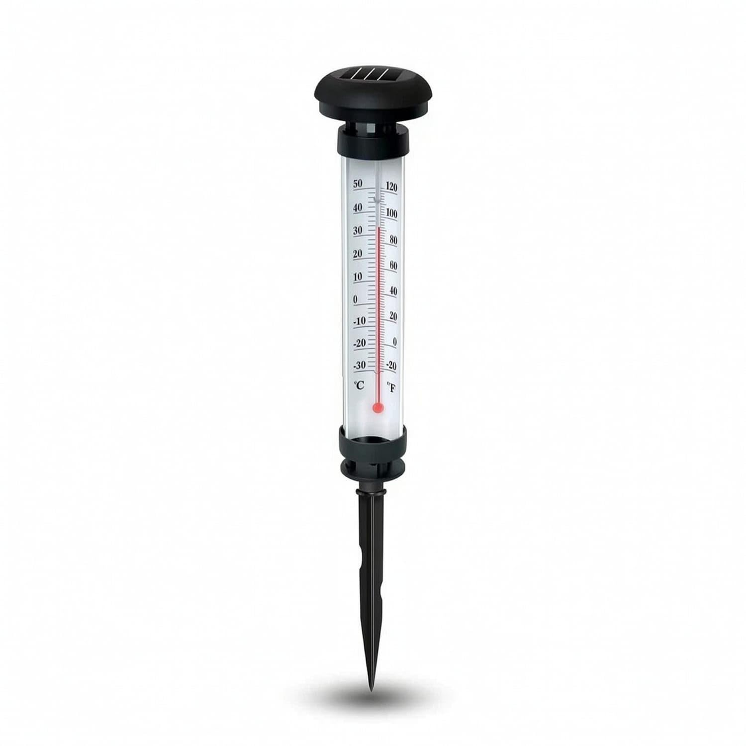 Ground-Mounted Solar Thermometer Light Easy to Read Outdoor Thermometer with Solar Lights Weather-Resistant Temp Stake Decorative for Gardeners, Homeowners, Yard, Pathway, Blue-image-38