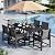 Amopatio Outdoor Dining Sets - 7 Piece Dining Table Set with Chairs,Hdpe Patio Table and Chairs Set with Umbrella Hole,All-Weather Heavy Duty Outdoor Furniture - for Poolside,Backyard, Garden,Black