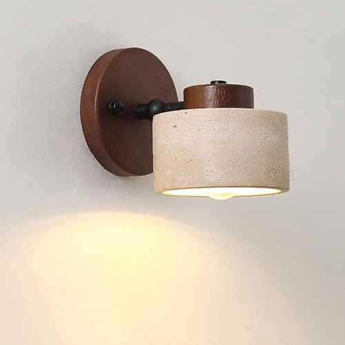 Miniatura 1 de Aplique de pared de piedra natural ajustable de mármol montado en la pared, luz de baño cableada, lámpara rústica de pared de mediados de siglo,