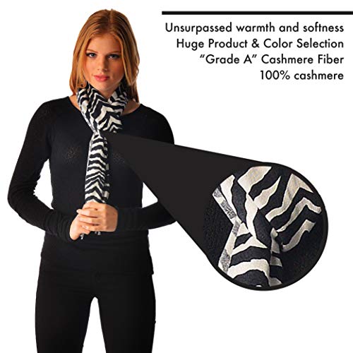 Cashmere Boutique: Zebra Print Cashmere Scarf Hand Printed (Color: Zebra Print, Size: 12" x 60")3
