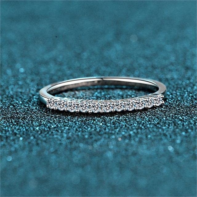 Moissanite Wedding Band Eternity Bands for Women 925 Sterling Silver with 18K White Gold Plated 0.22 Carat D Color VVS1 Stackable Lab Created Diamond Band Ring Moissanite Rings3