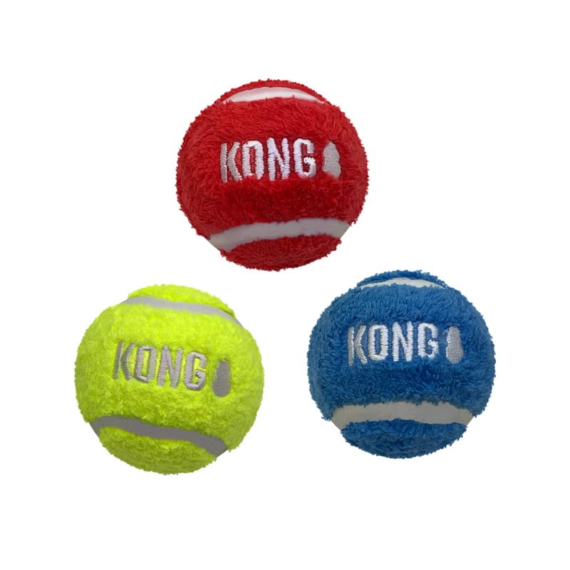 KONG Sport Softies Sherpa Fleece Covered Tennis Balls No Squeaker Quiet Dog Toy (Medium) - Image 3