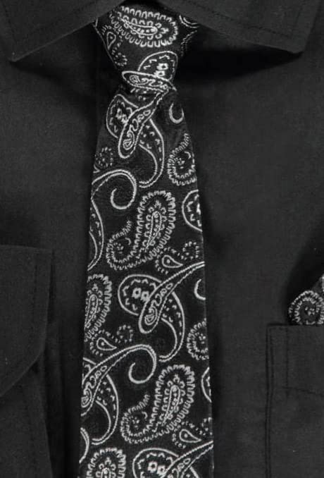 Kids World Boys' Dress Shirt & Tie (Patterns May Vary) - Black, 184