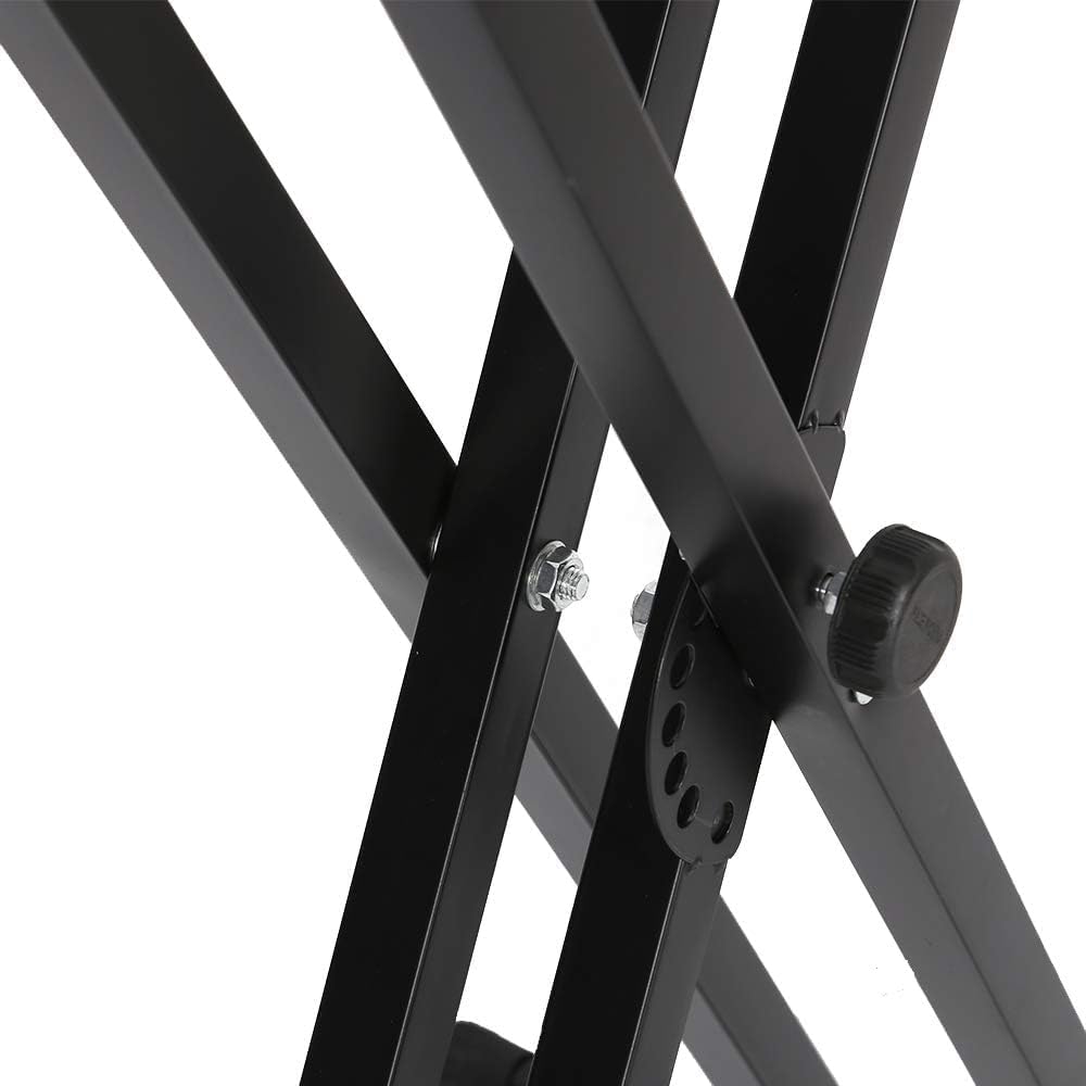 KingSaid Support pour clavier réglable en hauteur de 49 cm à 97 cm, pliable, type X, double renfort, pour claviers et pianos numériques (Barres parallèles)