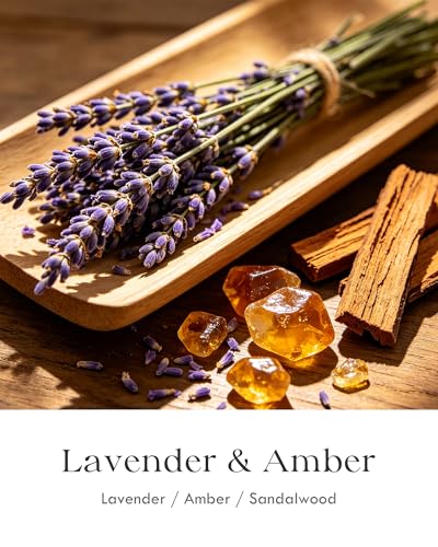 Image of AOOVOO Lavender Amber Candles for Men - 3 Wick 12oz Black Scented Candle | Long Lasting Soy Candles for Home Scented, Masculine Candle Gift for Father Day, Women & Men, Non Toxic, Large
