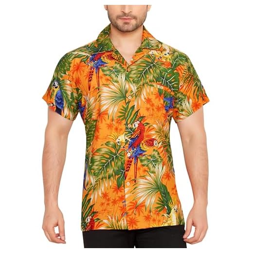 CLUB CUBANA Camisa hawaiana floral casual de manga corta clásica de ajuste regular para hombre, anaranjado 8 , XX-Large