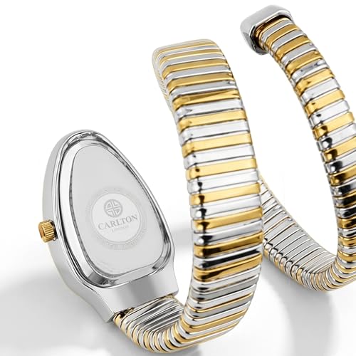 Image of Carlton London Embrace Analog Watch for Women, Snake Design Bracelet, 34.5 mm Dial, Quartz Movement, 30M Water Resistant