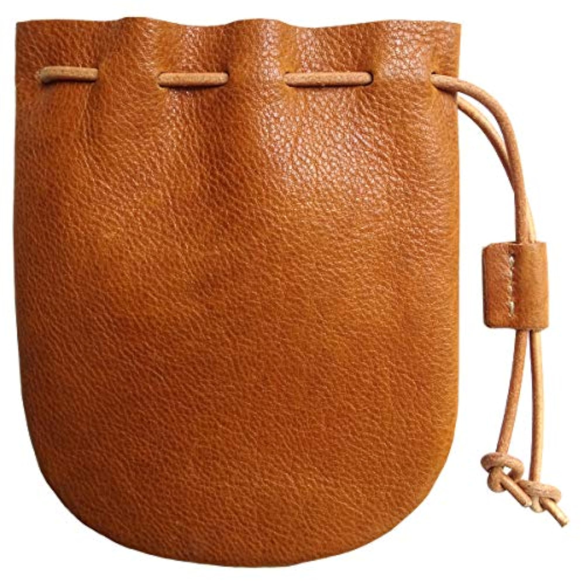 Genuine Leather Drawstring Coin Purse (Brown)