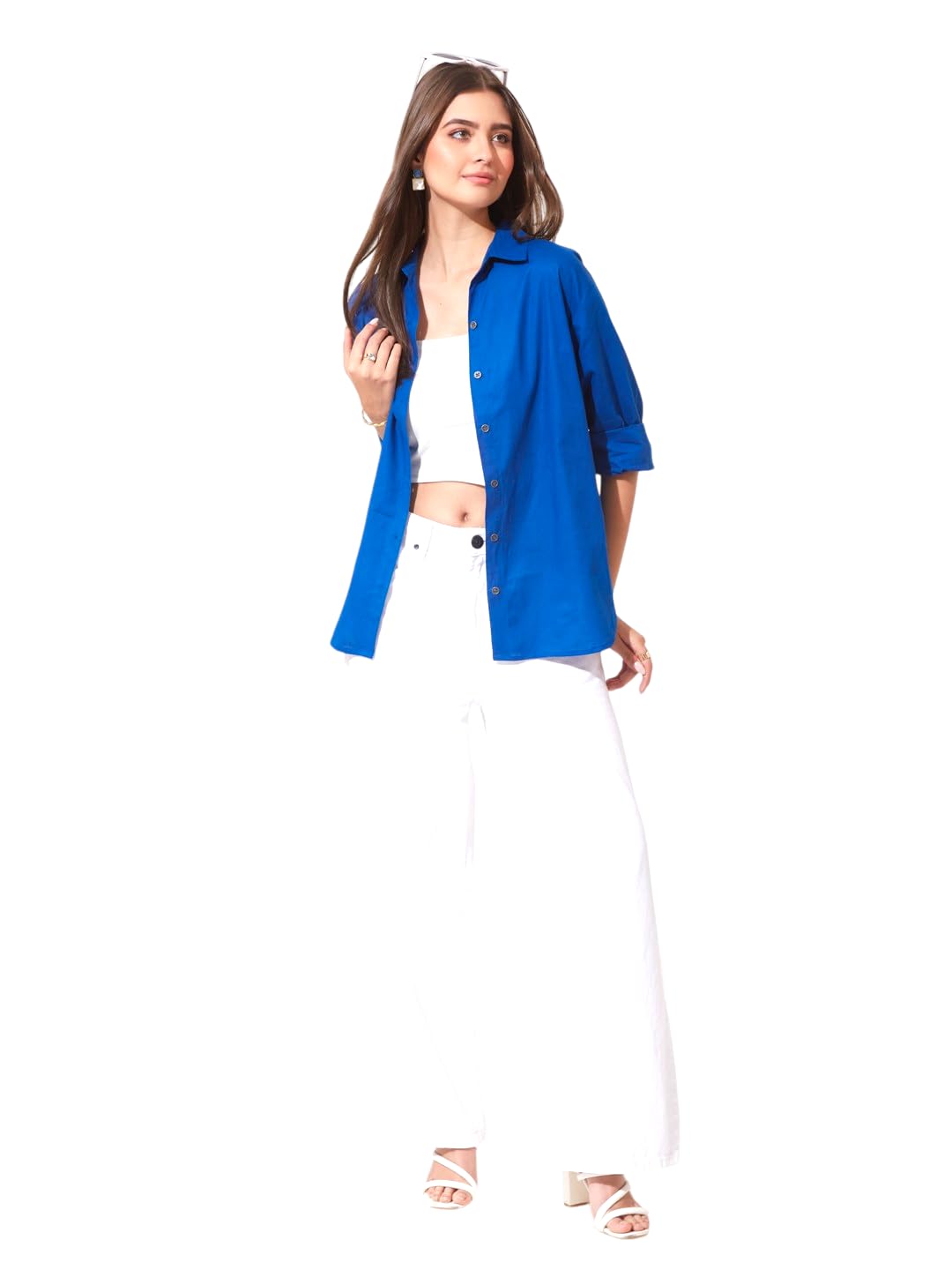 j turritopsis Women’s Cotton Solid Shirt | Regular Fit | Full Sleeve | Collared Neck | Mid-Thigh Length Casual Shirt-picture-14