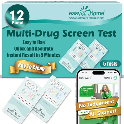 Easy@Home 12 Panel Instant Drug Test Kits - Testing Marijuana (THC),COC, OPI 2000, AMP,BAR,BZO,MDMA,MET/mAMP, MTD, OXY,PCP,PPX- EDOAP-1124-5 Pack FSA or HSA Eligible