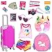 ZITA ELEMENT 24 Pcs Puppenzubehör für 43-46cm 18 Zoll Puppen-Reisekoffer Einschließlich Kleidung ,Koffer, Rucksack, Kamera, Pad ,Handy ,Nackenkissen ,Sonnenbrille und Andere Reise-Set