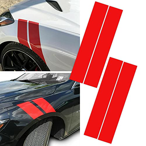 Image of x xotic tech Fender Stripes Hash Marks Vinyl Decal Universal Compatible with Car Truck Sticker Racing Stripe (Red)