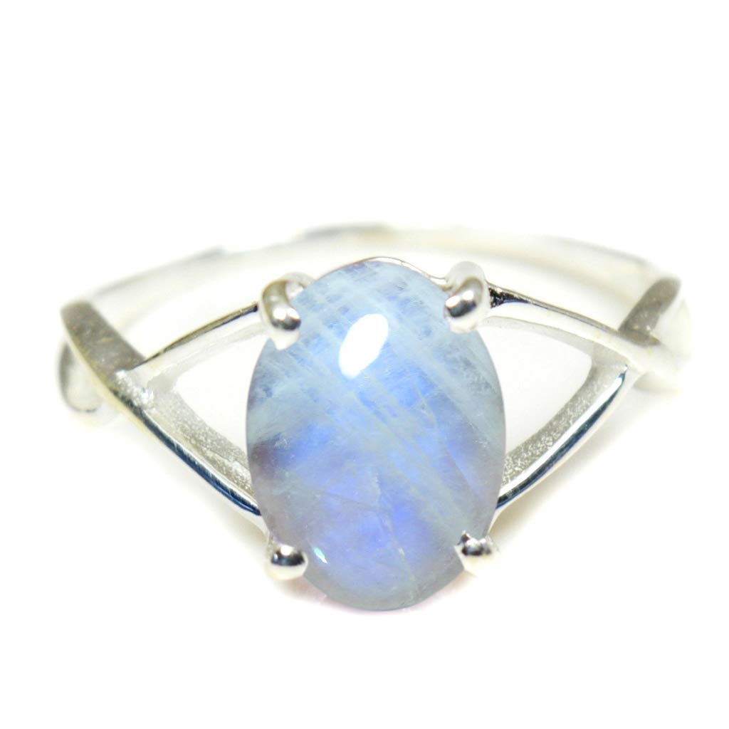Ring für Damen und Mädchen, oval, natürlicher Edelstein, Sterlingsilber, handgefertigt, Größen H bis Z
