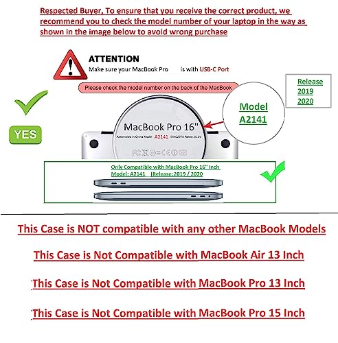 Image of Midkart Hard Shell Plastic Case Cover Compatible with MacBook Pro 16 Inch with Touch Bar and Touch ID Model A2141 Release 2019 /2020 with Silicon Key Guard and Dust Plugs, Midnight Green