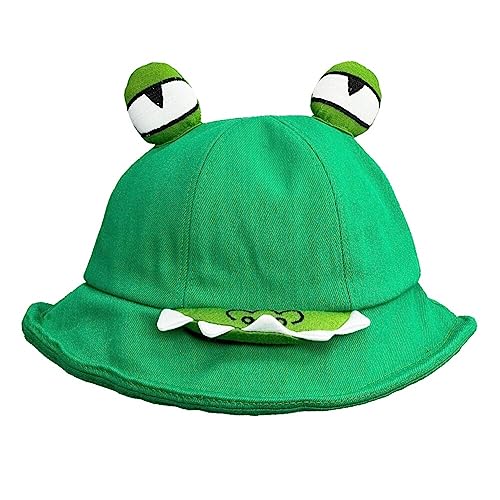 Sun Hats Fisherman Hat Adjustable Sun Visor Hat Cute Funny Frog Hat Summer Outdoor Breathable Bucket Hat for 56-58cm (Green)