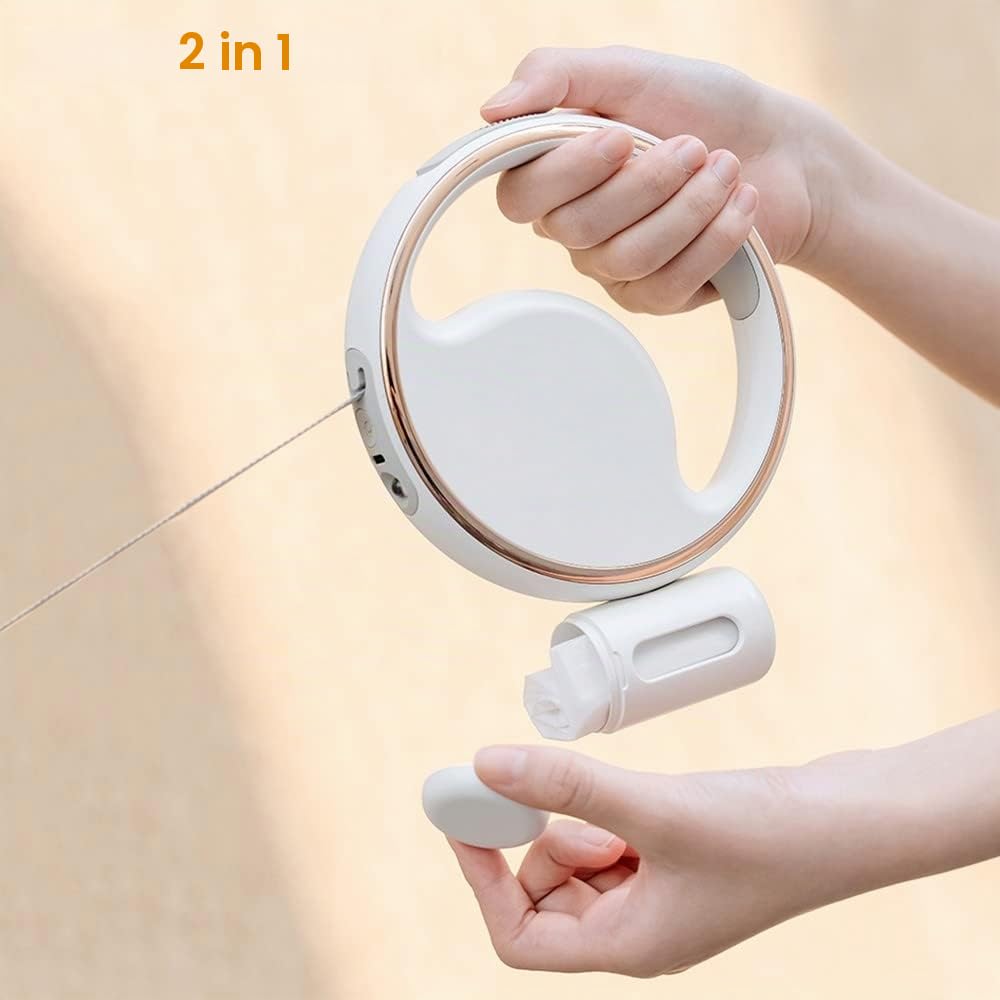 Einziehbare Hundeleine, 9,8 Fuß Längen Hunde Rollleine, 360 ° drehbar Abrollleine mit hellem LED-Licht und Hundekotbeutelspender für Haustiere bis 15 kg (Weiß)