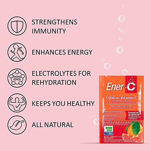 Ener-C Tangerine Grapefruit Multivitamin Drink Mix, 1000Mg Vitamin C, Non-Gmo, Vegan, Real Fruit Juice Powders, Natural Immunity Support, Electrolytes, Gluten Free, 30 Count (Pack Of 1) #TOP3