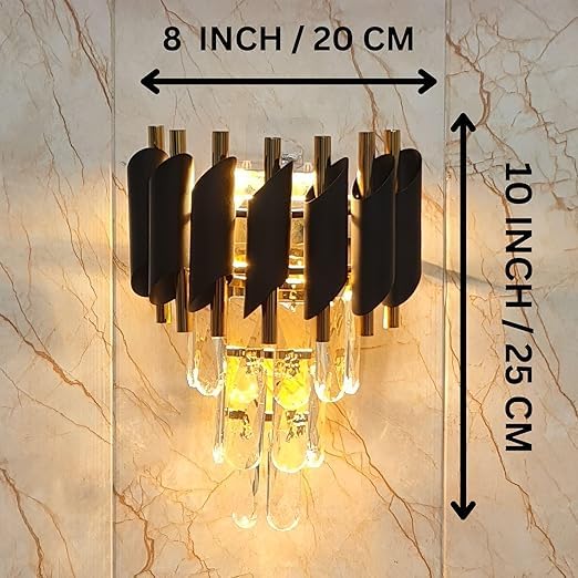 Image of Black Mamba Wall Light (Metal and Crystal), Pack of 1