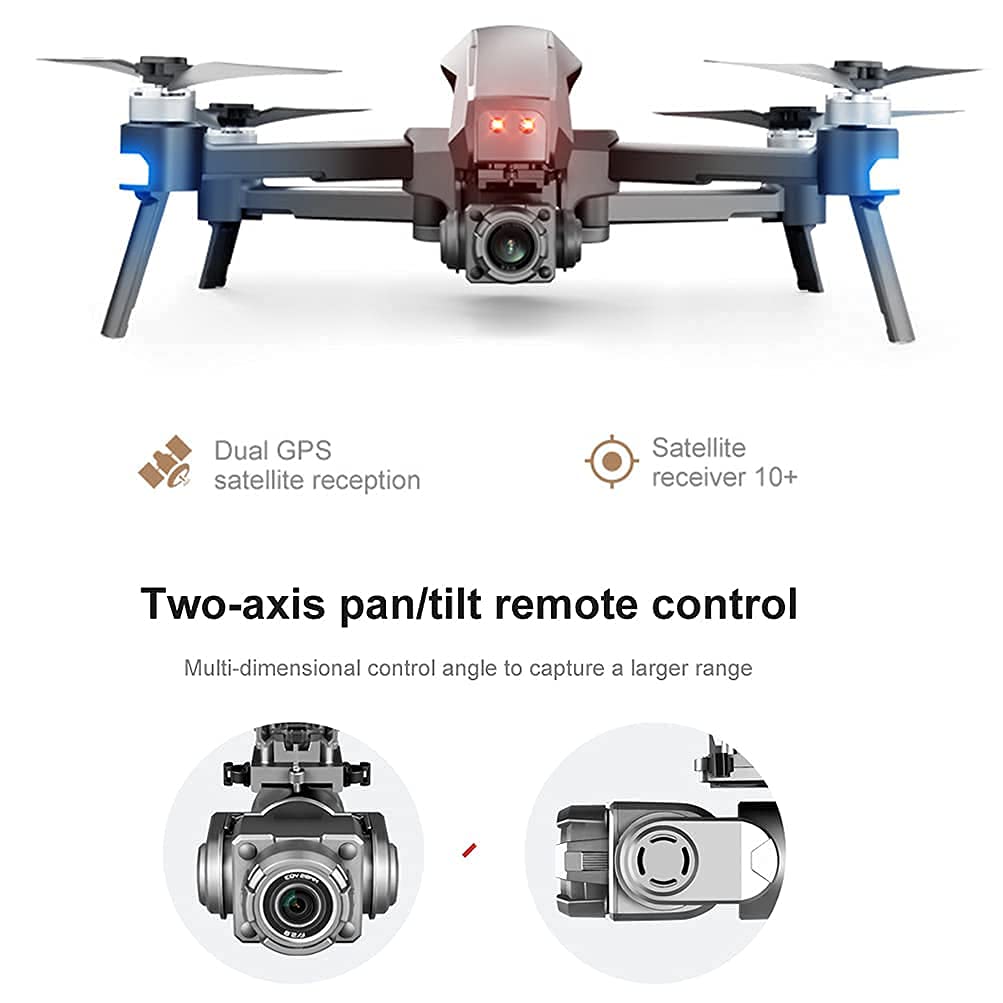 5G WiFi FPV Quadcopter with Brushless Motor GPS Drones with 6K Camera RC Quadcopter with 2-axis Electronic pan/tilt Foldable Drone with Triple Positioning Function 2 Batteries